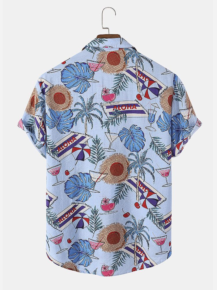 Camisas Casuales De Manga Corta De Algodón Con Patrones Divertidos Coloridos Para Hombre