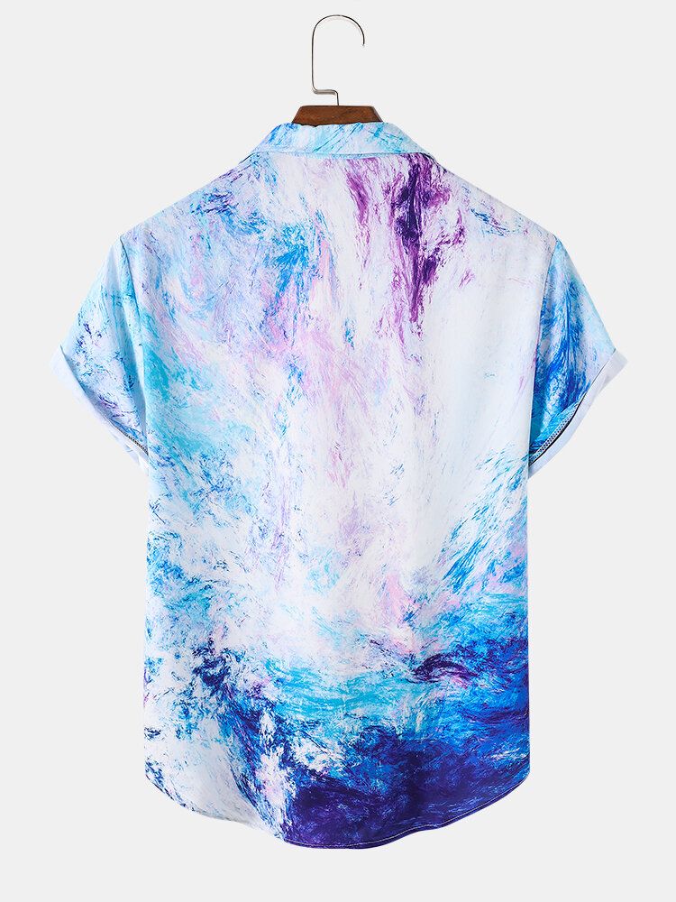 Camisas Casuales De Manga Corta Con Efecto Tie Dye Para Hombre