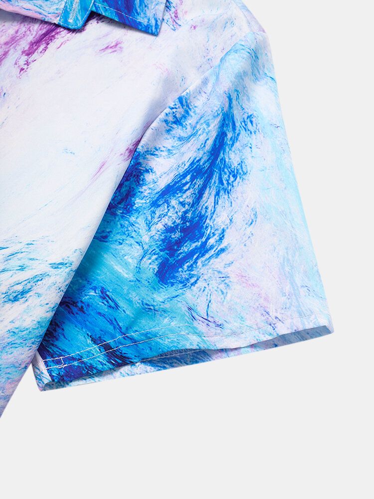 Camisas Casuales De Manga Corta Con Efecto Tie Dye Para Hombre