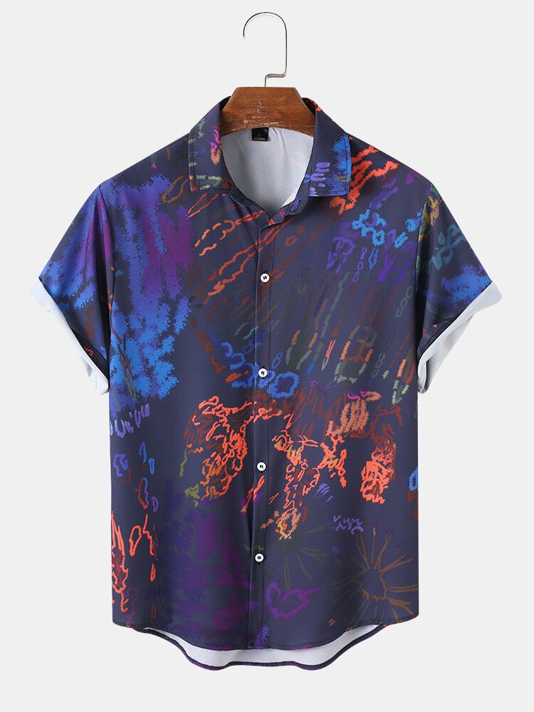 Camisas Casuales De Manga Corta Con Efecto Tie Dye Para Hombre