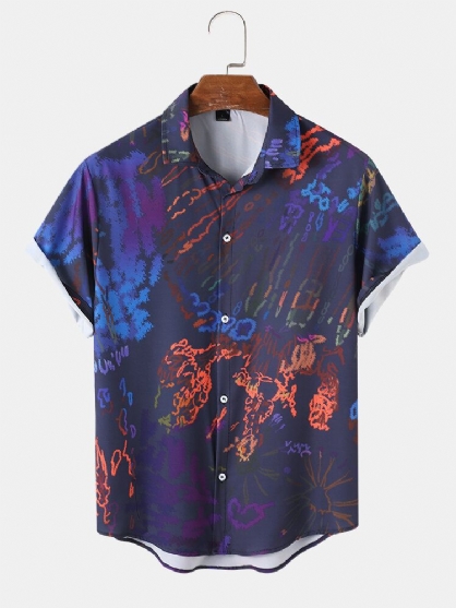 Camisas Casuales De Manga Corta Con Efecto Tie Dye Para Hombre