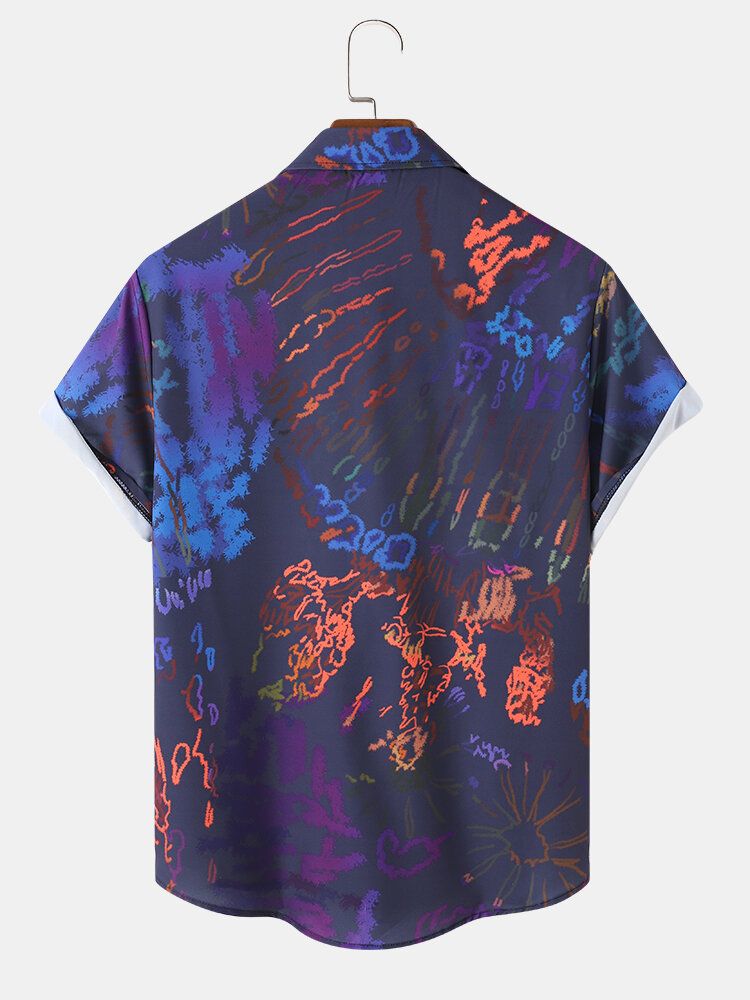 Camisas Casuales De Manga Corta Con Efecto Tie Dye Para Hombre