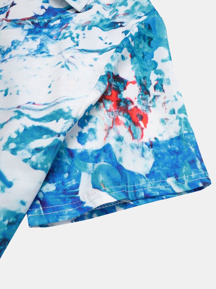 Camisas Casuales De Manga Corta Con Estampado De Paisaje De Moda Para Hombre