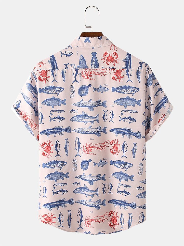 Camisas Casuales De Manga Corta Con Estampado De Peces Divertidos Para Hombre