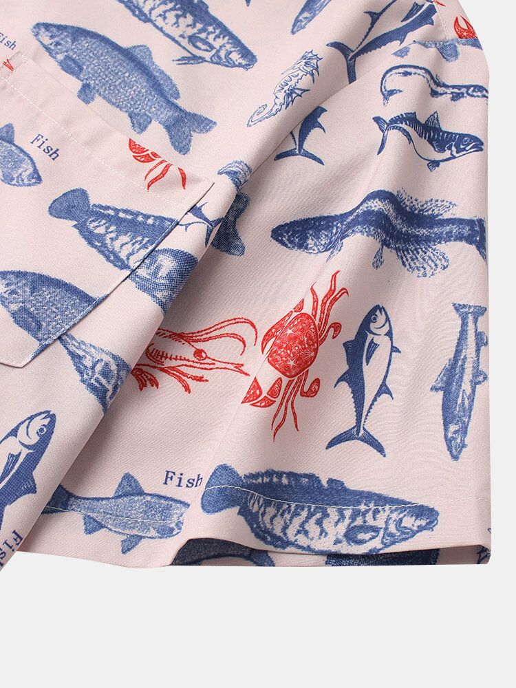 Camisas Casuales De Manga Corta Con Estampado De Peces Divertidos Para Hombre