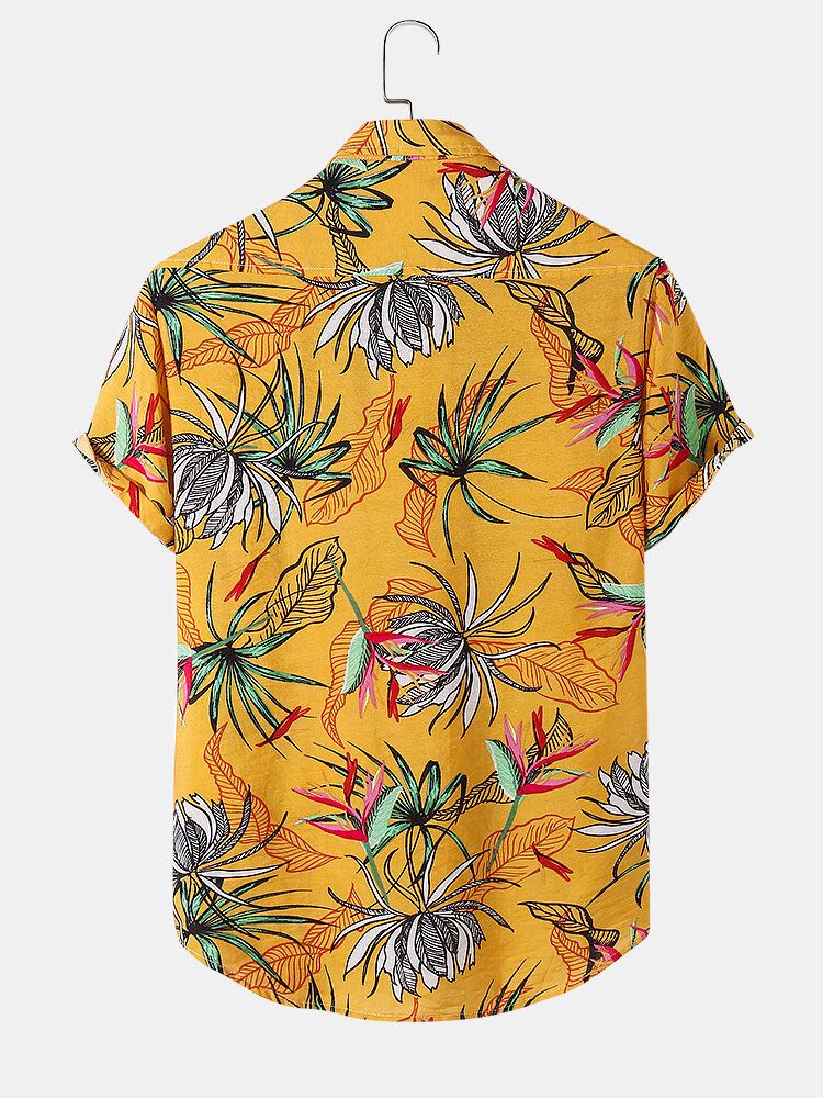 Camisas Casuales De Manga Corta Con Estampado De Vacaciones Para Hombre