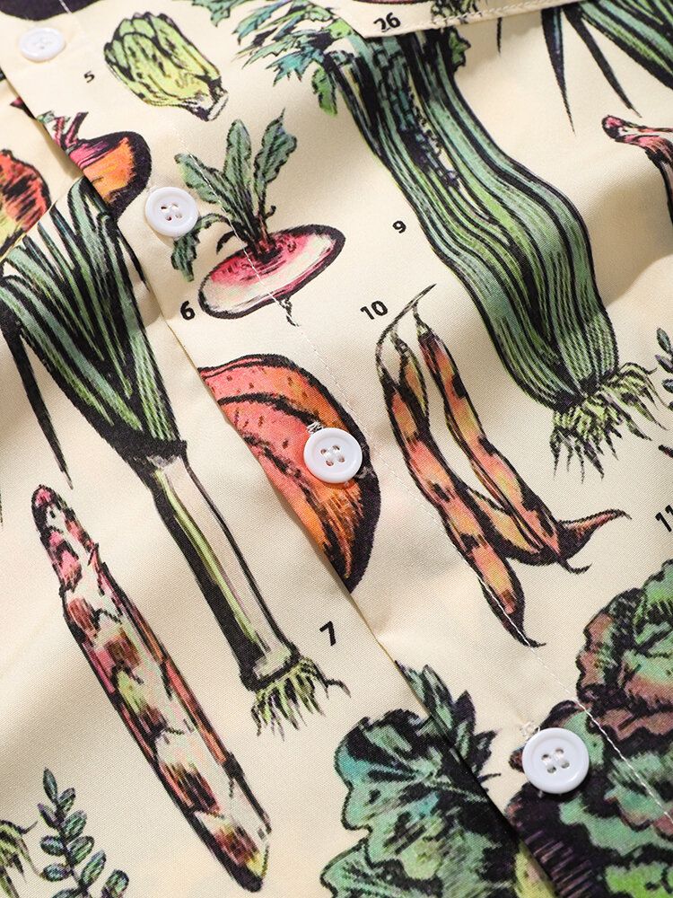 Camisas Casuales De Manga Corta De Dibujos Animados De Frutas De Vacaciones Para Hombre