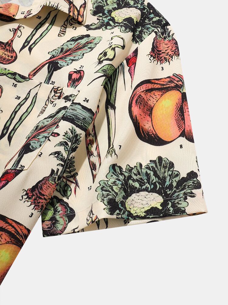 Camisas Casuales De Manga Corta De Dibujos Animados De Frutas De Vacaciones Para Hombre