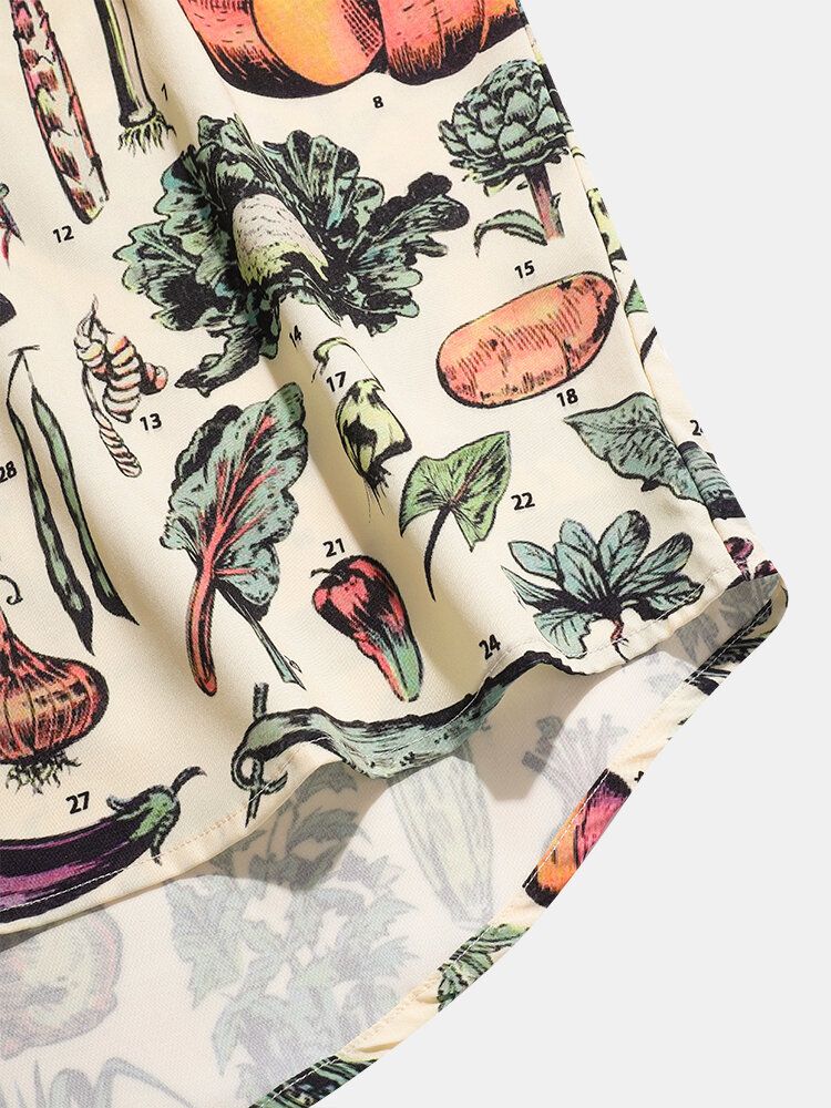 Camisas Casuales De Manga Corta De Dibujos Animados De Frutas De Vacaciones Para Hombre