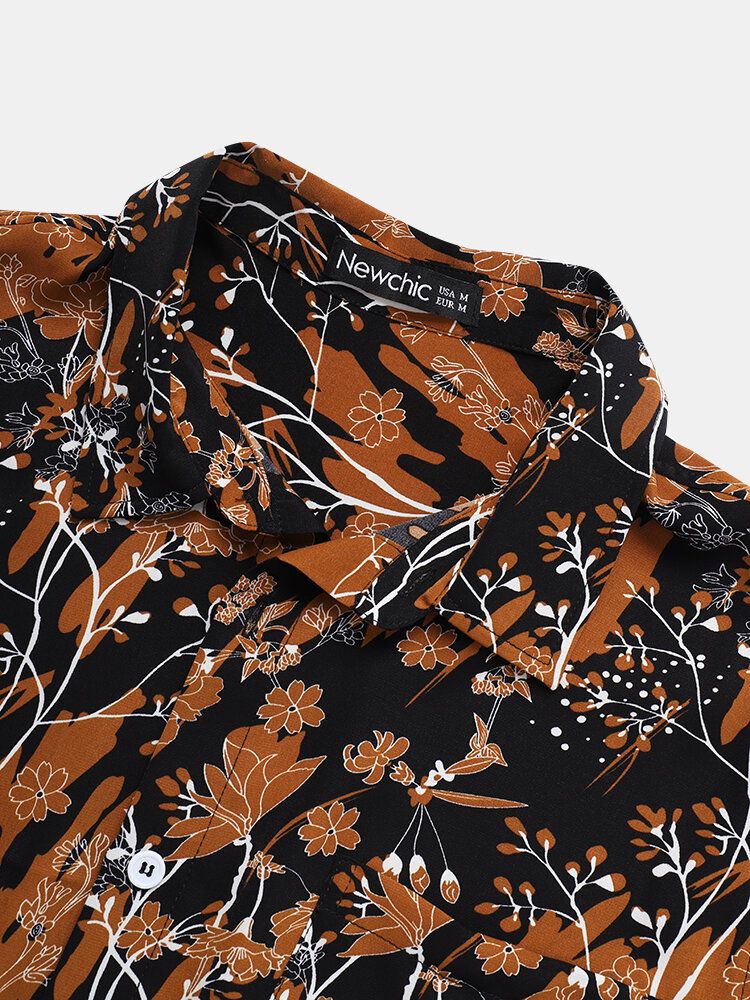 Camisas Informales Con Estampado De Plantas Tropicales De Vacaciones Para Hombre