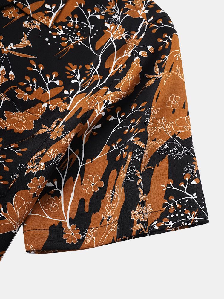 Camisas Informales Con Estampado De Plantas Tropicales De Vacaciones Para Hombre