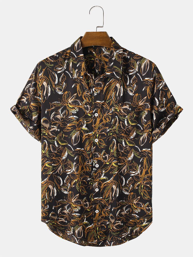 Camisas Informales Navideñas Con Estampado De Flores Tropicales Para Hombre