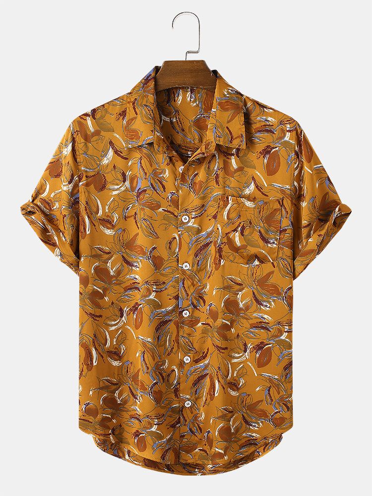 Camisas Informales Navideñas Con Estampado De Flores Tropicales Para Hombre