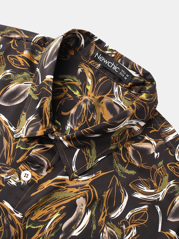 Camisas Informales Navideñas Con Estampado De Flores Tropicales Para Hombre