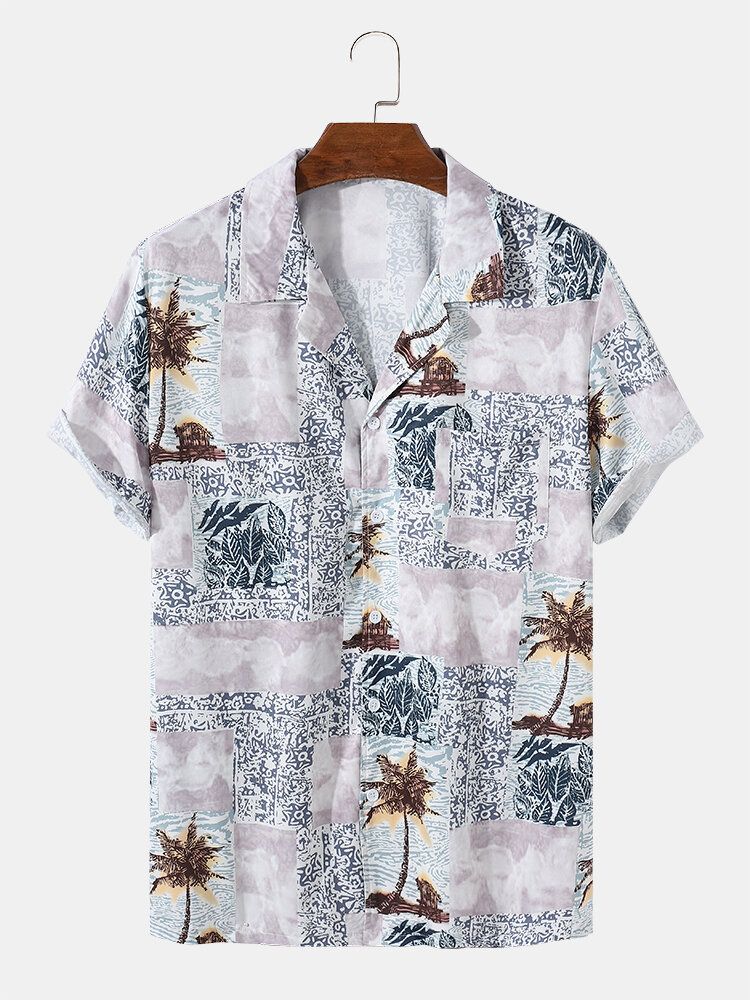 Camisas Informales Transpirables De Árbol De Coco Estilo Festivo Para Hombre