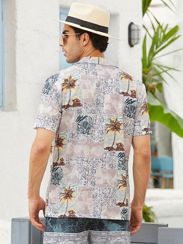 Camisas Informales Transpirables De Árbol De Coco Estilo Festivo Para Hombre