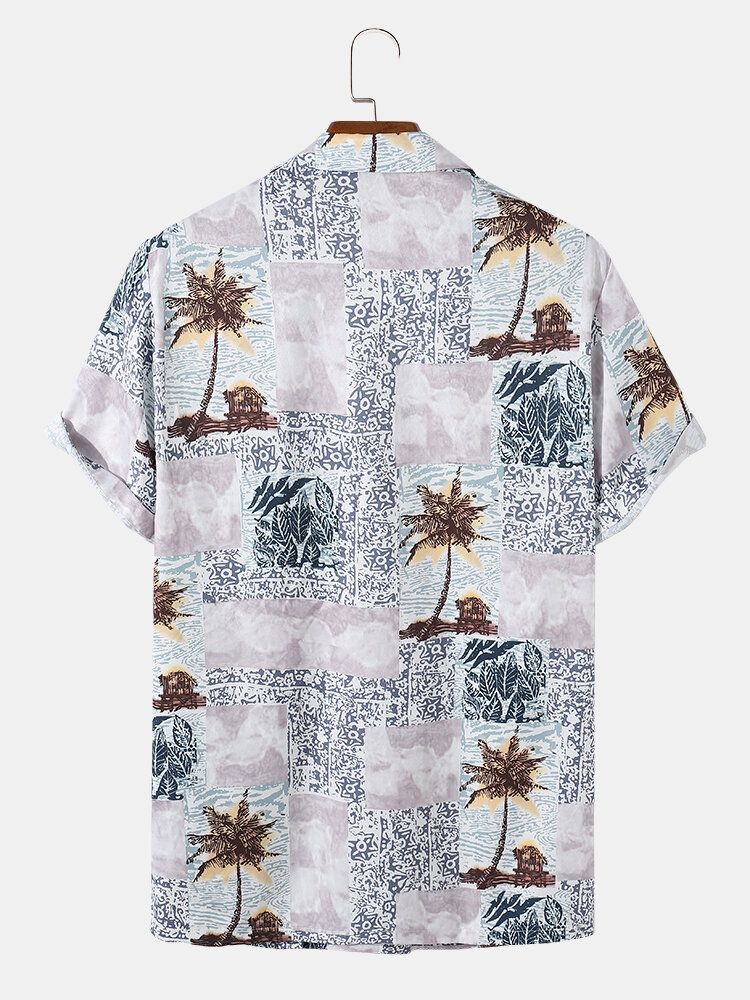 Camisas Informales Transpirables De Árbol De Coco Estilo Festivo Para Hombre