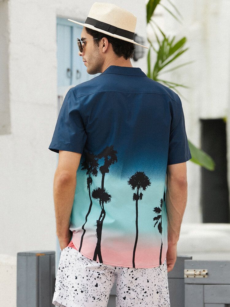 Camisas Informales Transpirables Con Estampado De Árbol De Coco Navideño Para Hombre