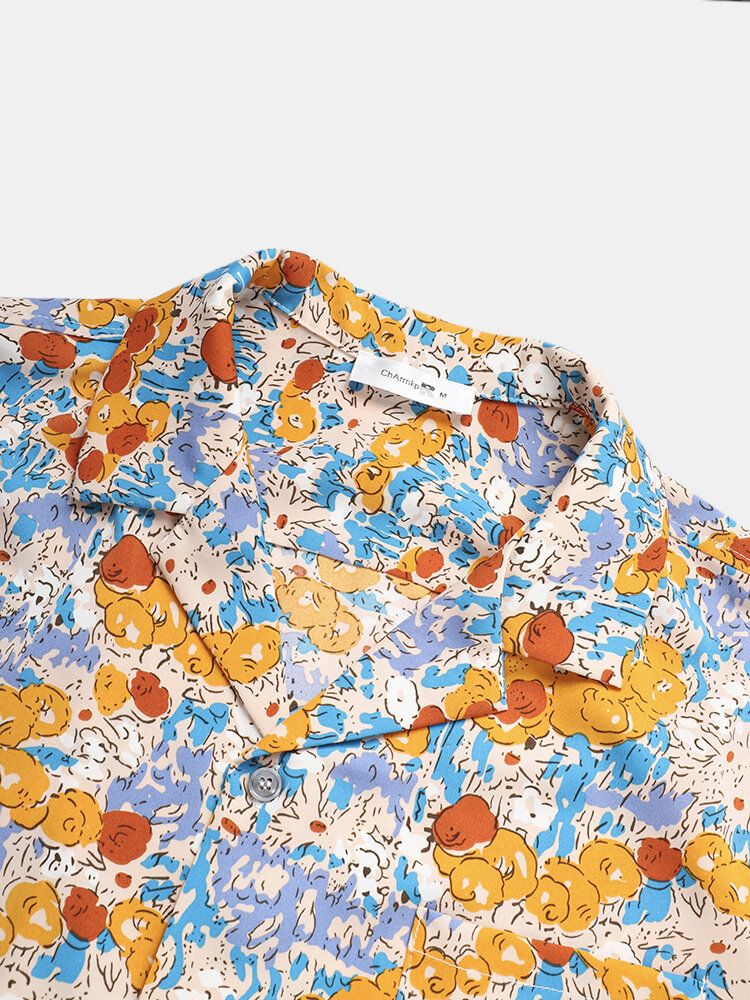 Camisas De Manga Corta Con Estampado De Dibujos Animados De Moda Casual Para Hombre