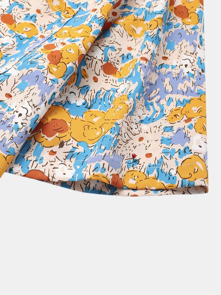 Camisas De Manga Corta Con Estampado De Dibujos Animados De Moda Casual Para Hombre