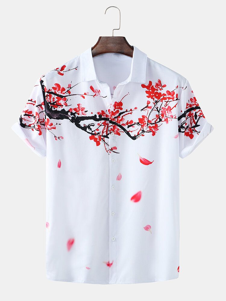 Camisas De Manga Corta Con Estampado De Flores Casuales Para Hombre