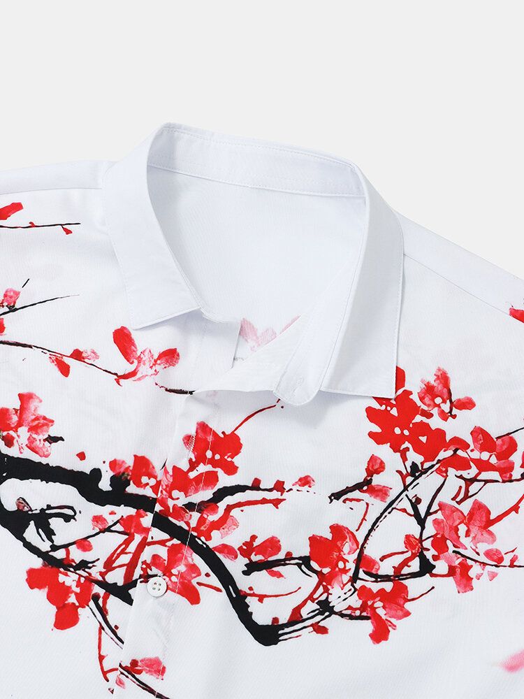 Camisas De Manga Corta Con Estampado De Flores Casuales Para Hombre