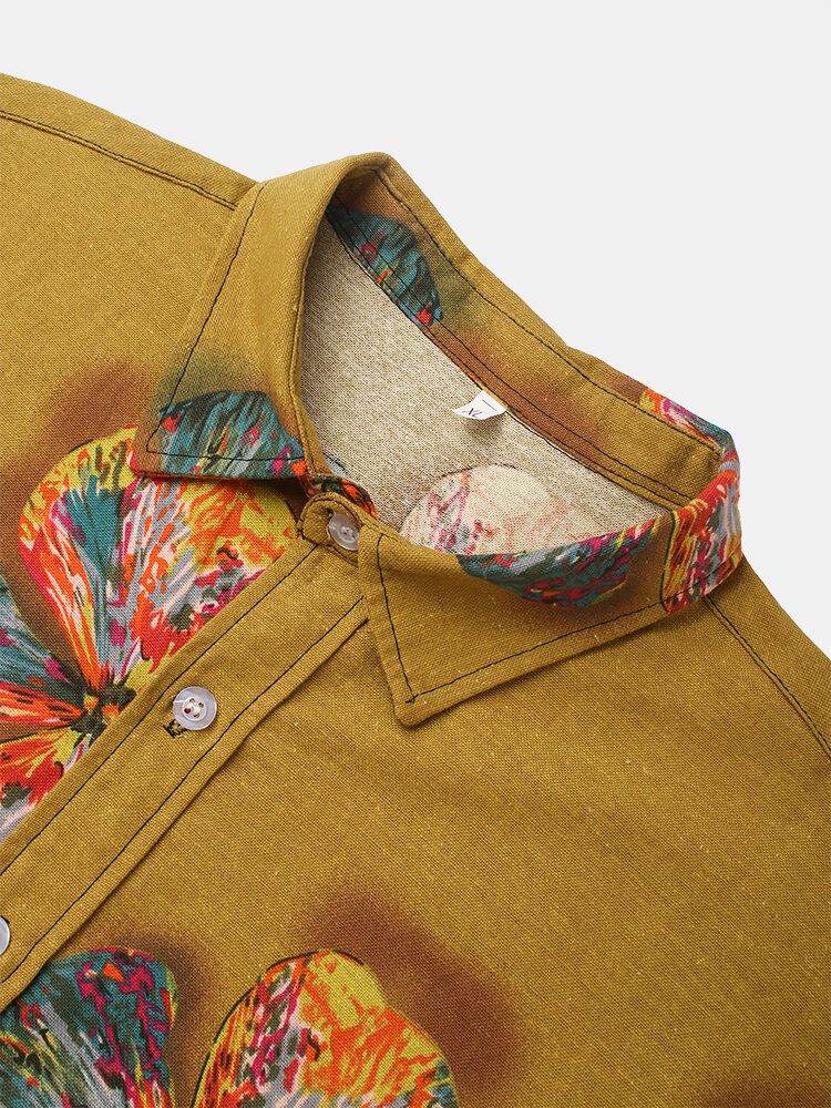 Camisas De Manga Corta Con Estampado De Flores Casuales Para Hombre