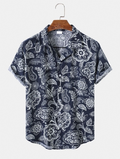 Camisas De Manga Corta Con Estampado De Flores Vintage Para Hombre