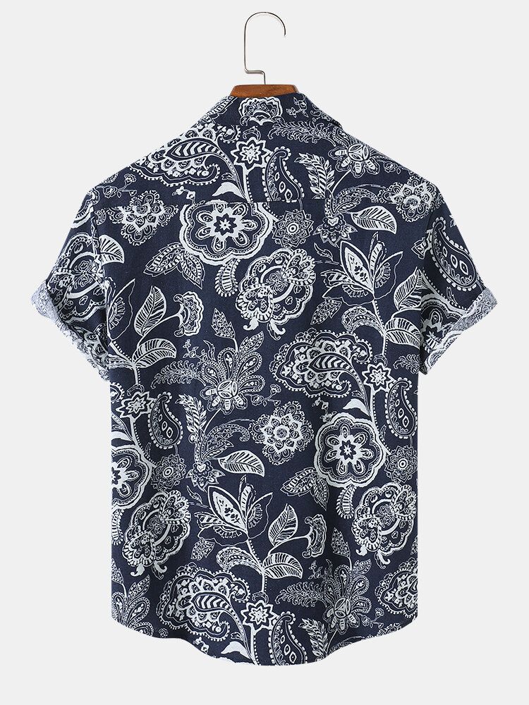 Camisas De Manga Corta Con Estampado De Flores Vintage Para Hombre