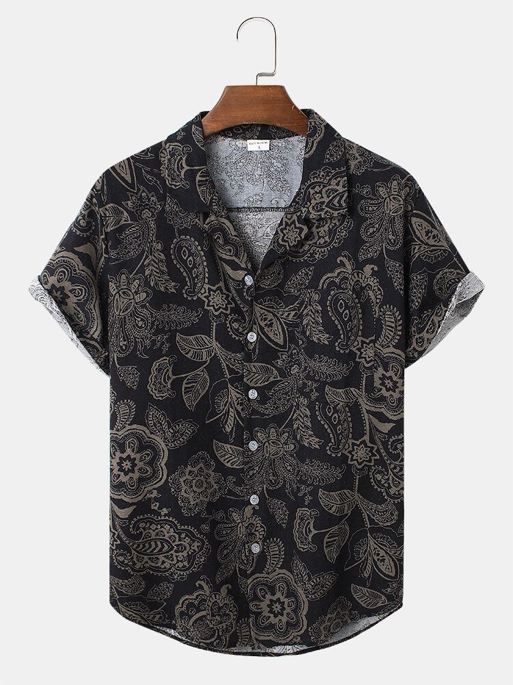 Camisas De Manga Corta Con Estampado De Flores Vintage Para Hombre