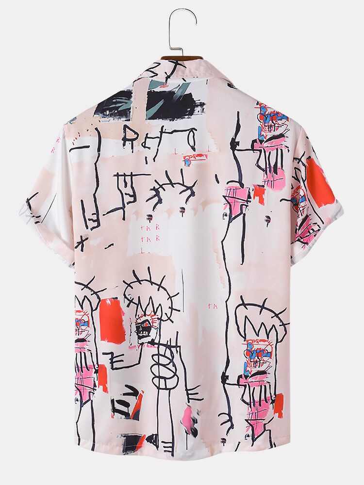 Camisas De Manga Corta Con Estampado De Graffiti Casual Para Hombre