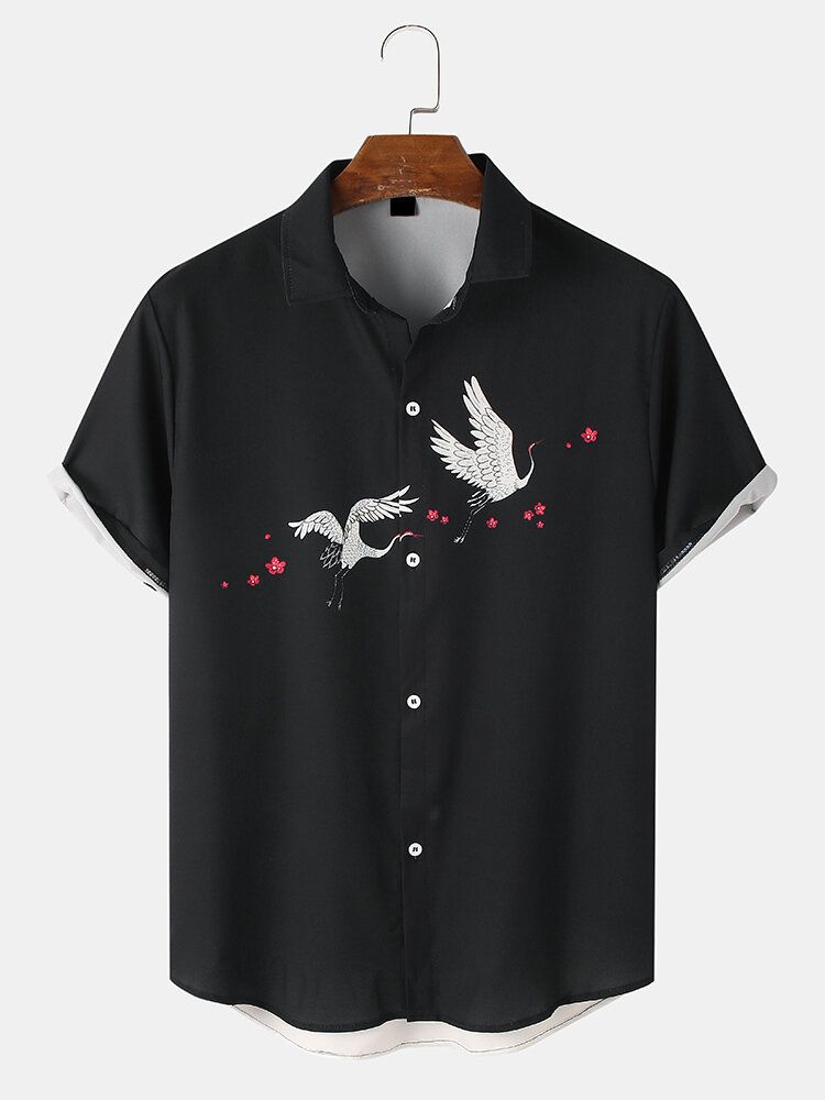 Camisas De Manga Corta Con Estampado De Paisaje Informal Para Hombre