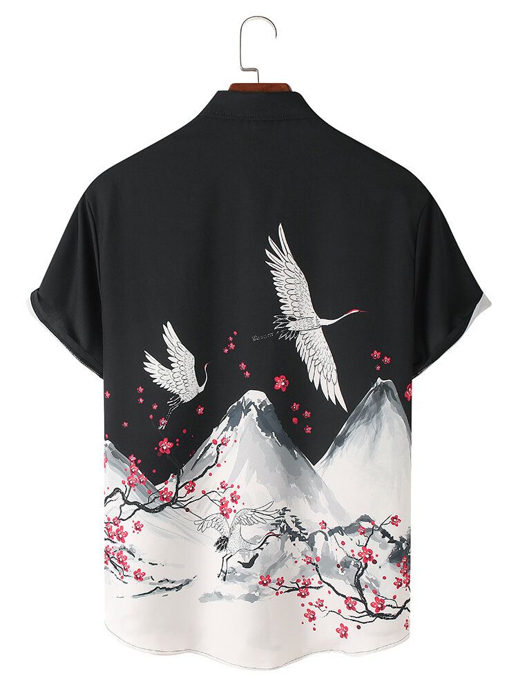 Camisas De Manga Corta Con Estampado De Paisaje Informal Para Hombre