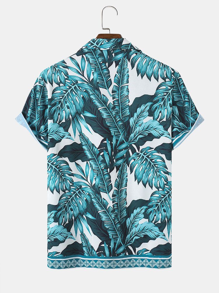 Camisas De Manga Corta Con Estampado De Plantas De Estilo Barroco Casual Para Hombre