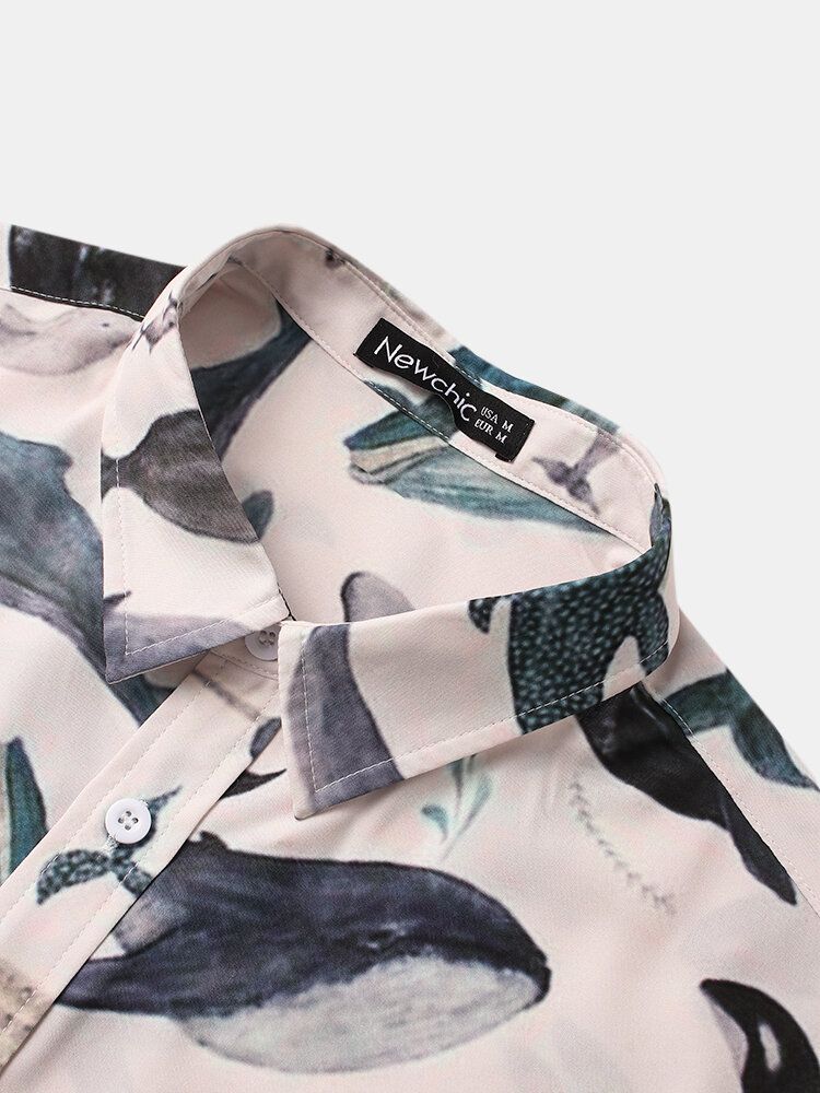 Camisas De Manga Corta Con Estampado De Tiburón Marino Informal Para Hombre