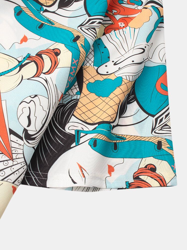 Camisas De Manga Corta De Dibujos Animados Japoneses Casuales Para Hombre