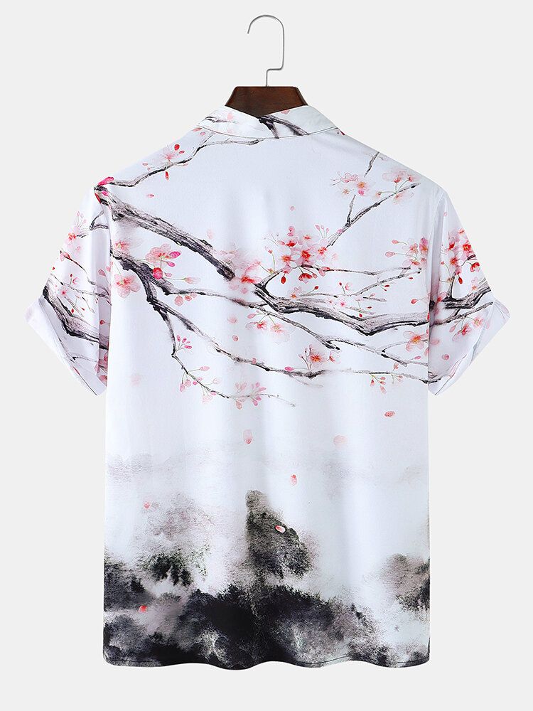 Camisas De Manga Corta De Estilo Nacional Con Estampado De Pintura China Para Hombre