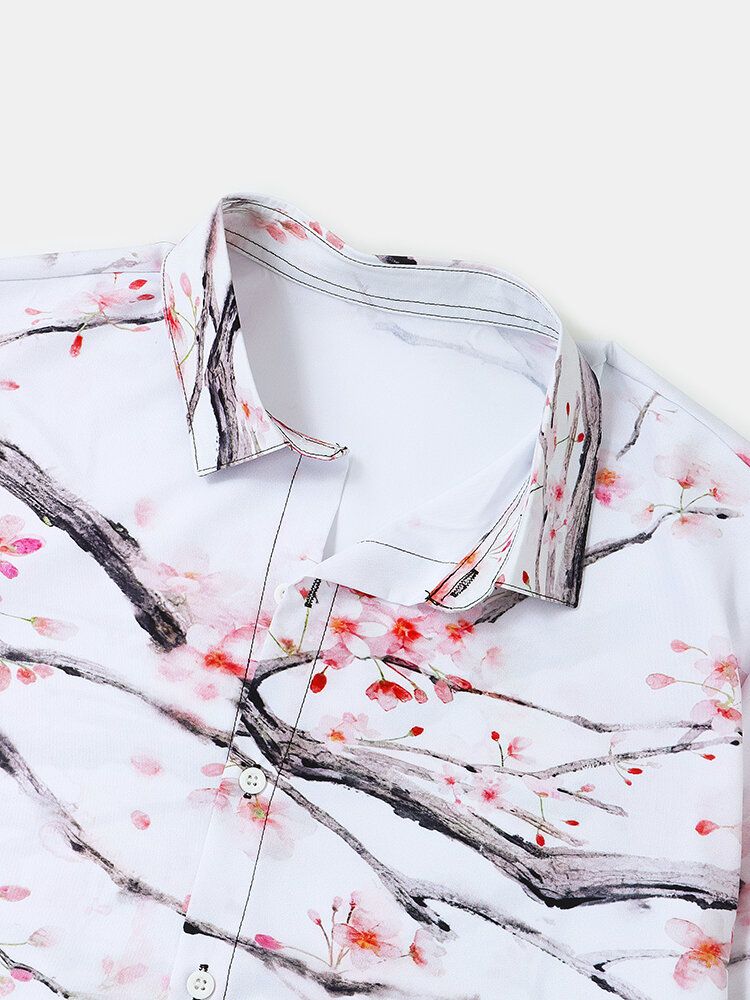 Camisas De Manga Corta De Estilo Nacional Con Estampado De Pintura China Para Hombre