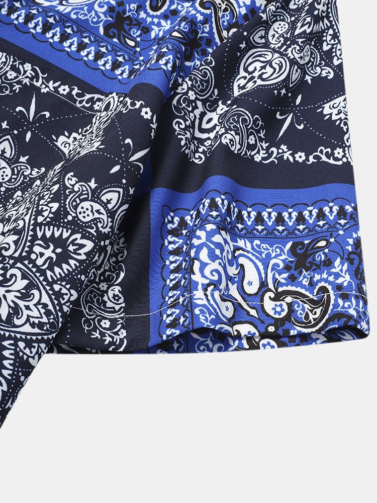 Camisas De Manga Corta Étnicas Con Estampado Barroco Para Hombre