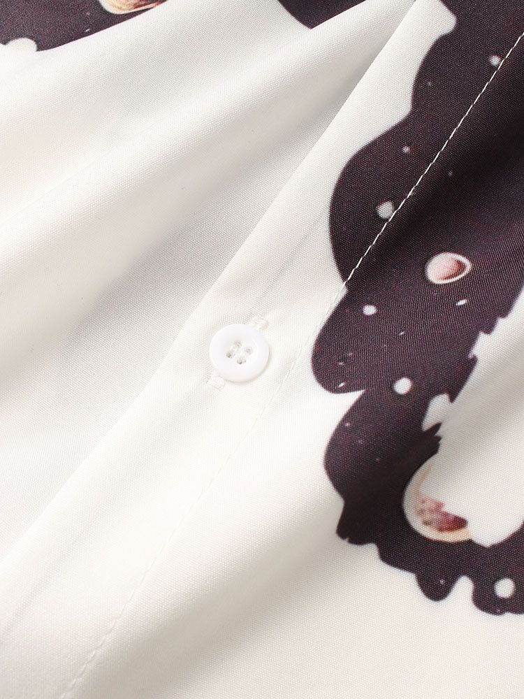 Camisas De Manga Corta De Muy Buen Gusto Con Estampado De Astronauta Con Patrón De Galaxia Para Hombre