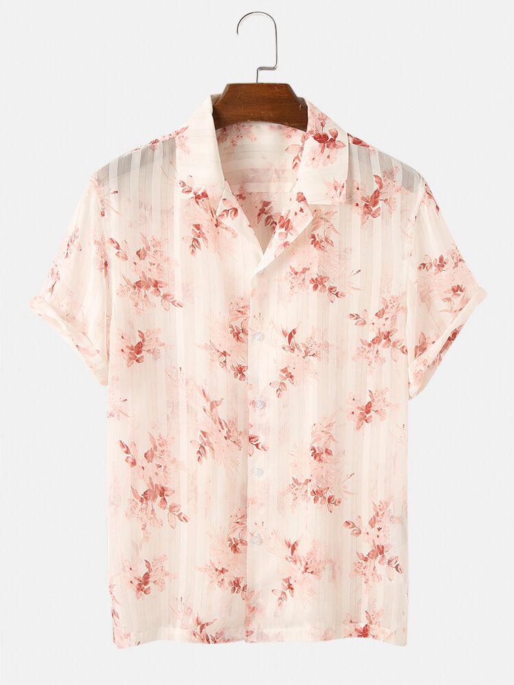 Camisas De Manga Corta Transpirables Con Estampado De Flores Causales Para Hombre