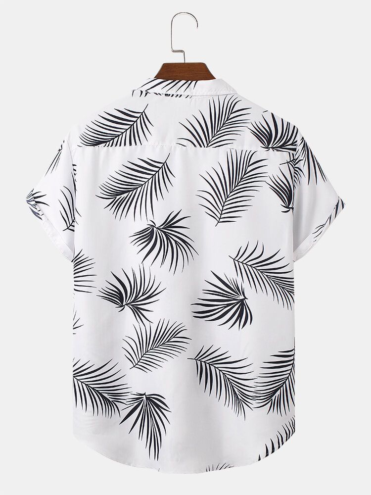 Camisas De Manga Corta Tropicales Con Estampado De Hojas De Arce Para Hombre