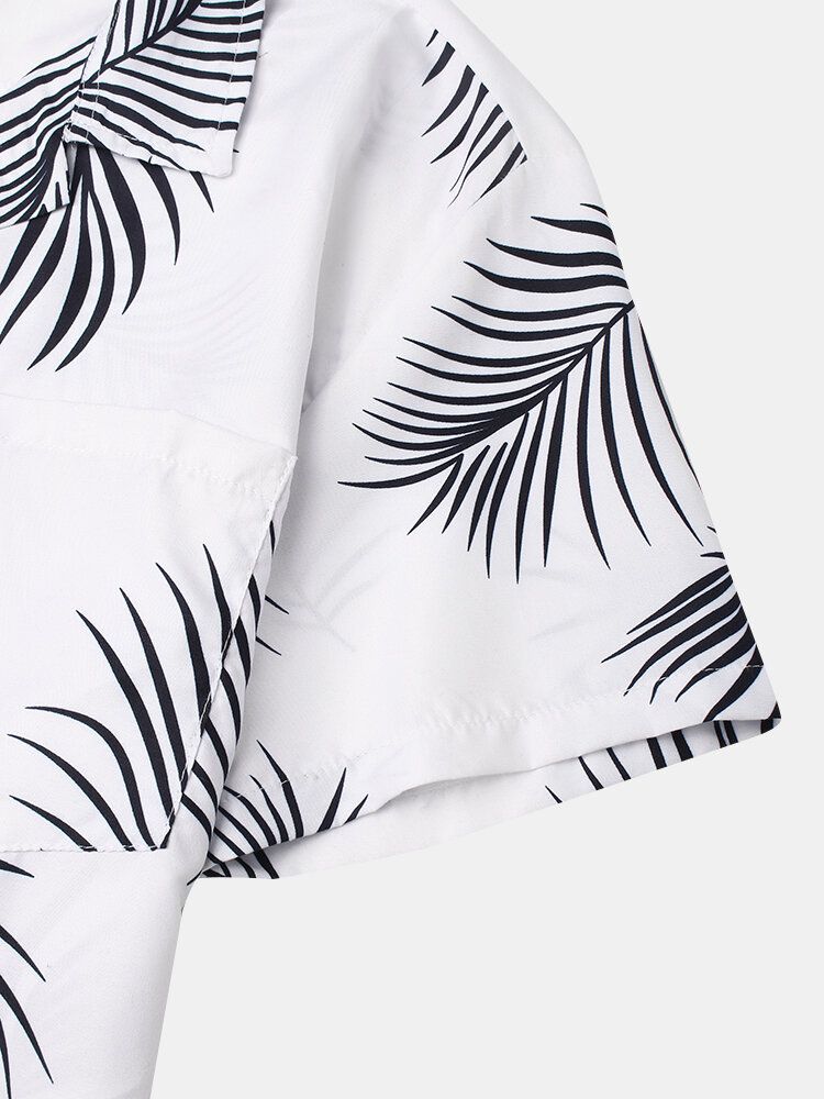 Camisas De Manga Corta Tropicales Con Estampado De Hojas De Arce Para Hombre