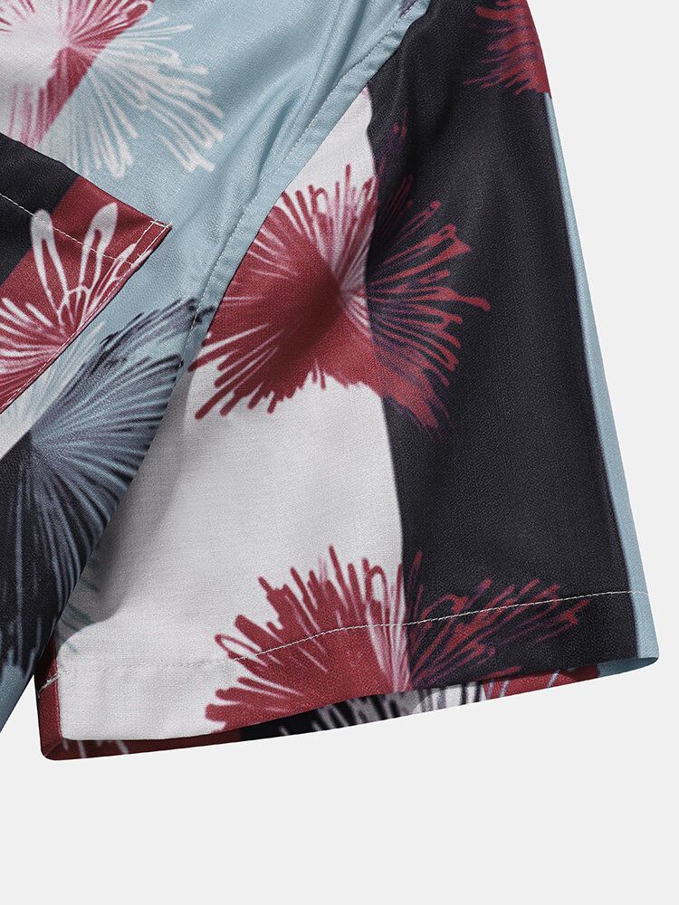 Camisas De Manga Corta De Vacaciones En La Playa Con Estampado Abstracto De Rayas Para Hombre Con Bolsillo