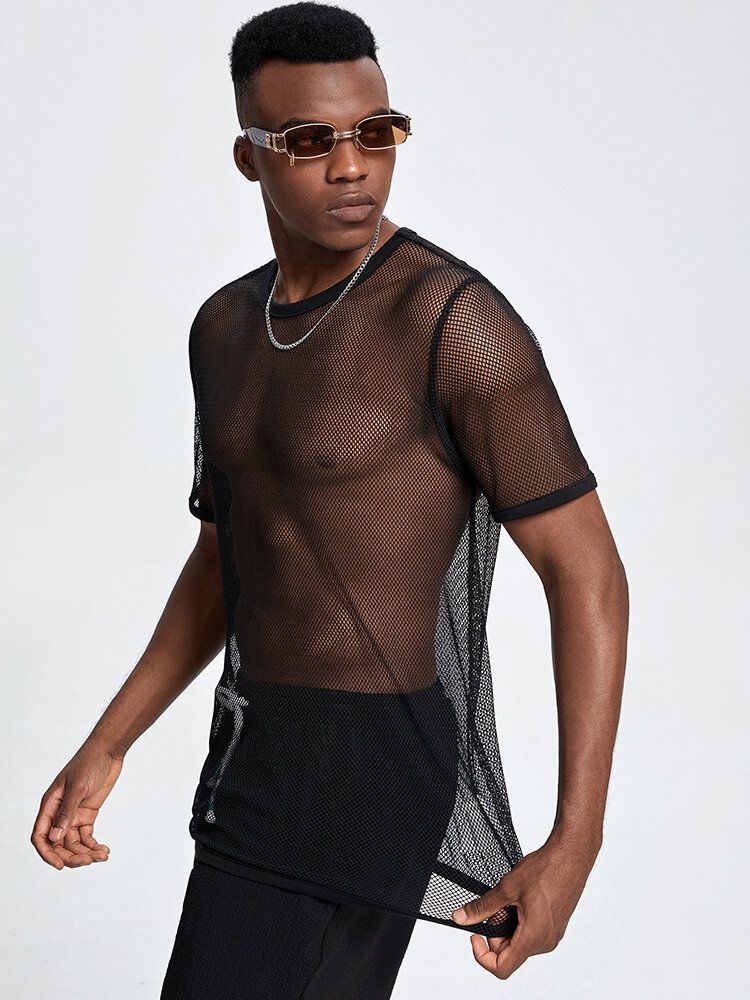 Camisas Transparentes De Cuello Redondo Transpirables De Secado Rápido Para Hombre