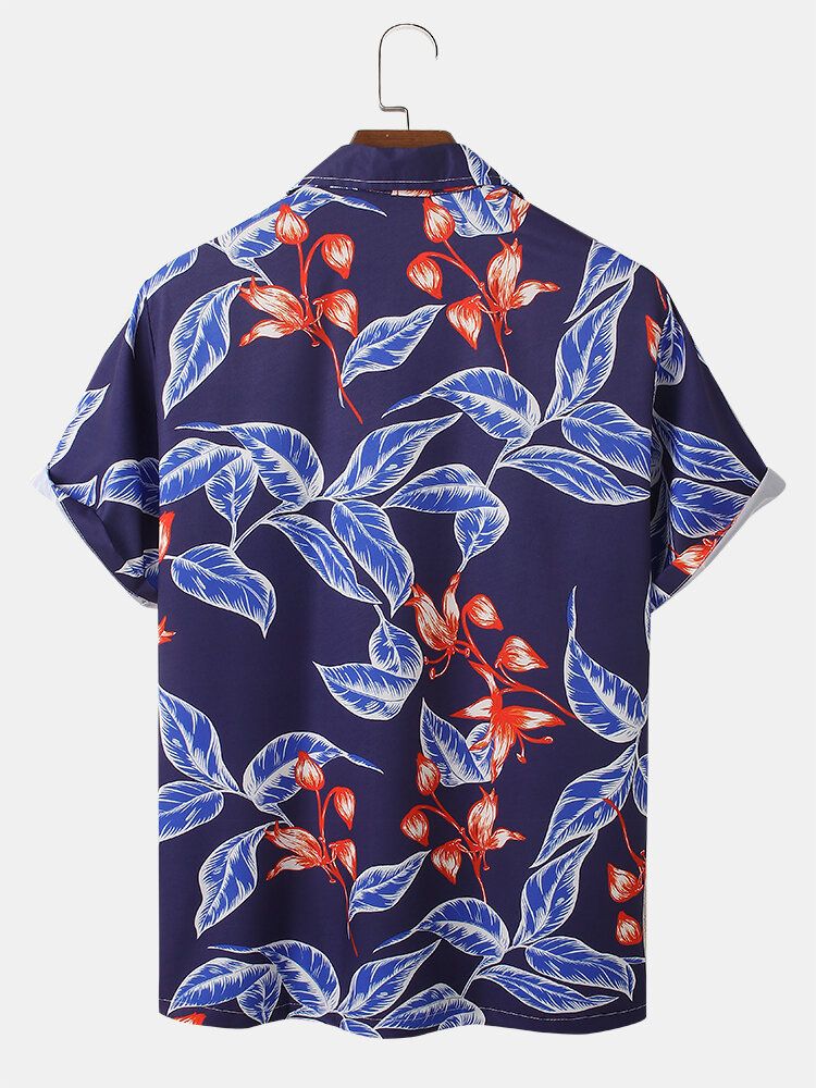 Camisetas Informales Con Estampado De Hojas Tropicales Para Hombre