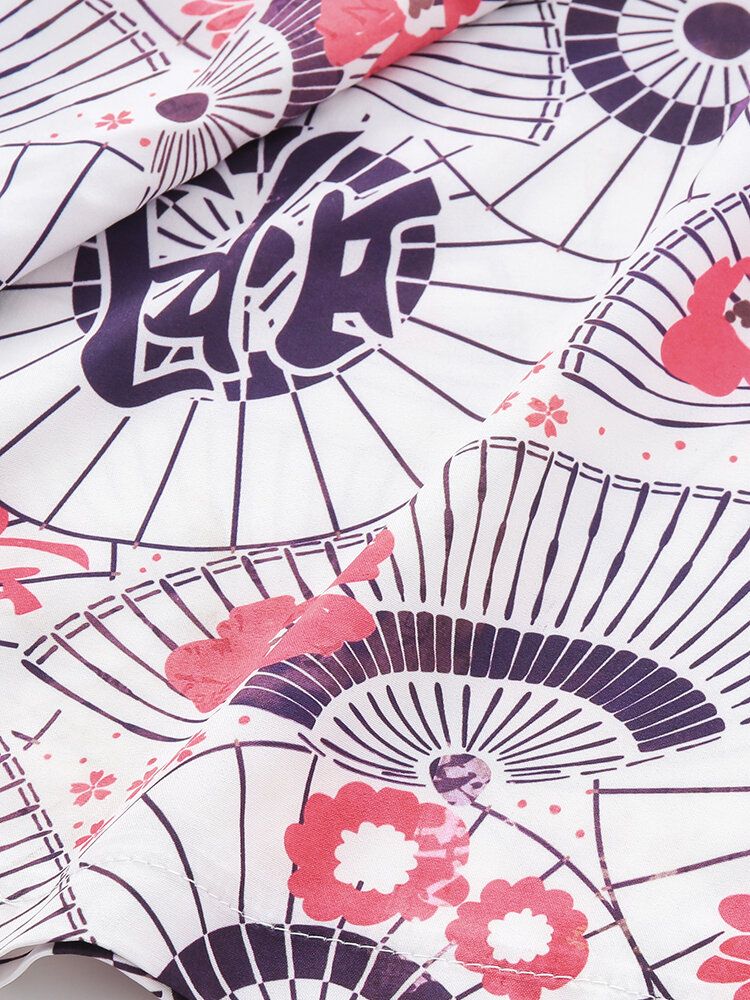 Mnes Camisa De Manga Tres Cuartos Con Estampado De Estilo Japonés De Estilo Étnico