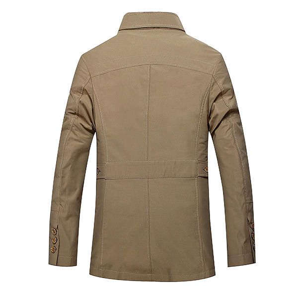 Gabardina De Cuello Alto De Negocios Para Hombre Abrigo Informal De Corte Entallado De Color Sólido