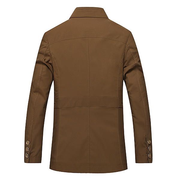 Gabardina De Cuello Alto De Negocios Para Hombre Abrigo Informal De Corte Entallado De Color Sólido