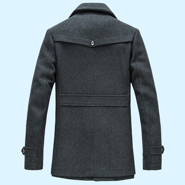 Gabardina De Un Solo Pecho De Negocios De Invierno Para Hombre Abrigo De Traje Informal Con Cuello Vuelto